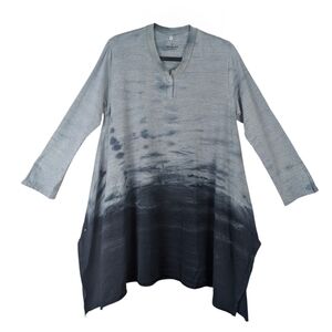 Johnny Was Pete & Greta Size Small Oversized Linen Blend Tunic Top Dip Dye Green